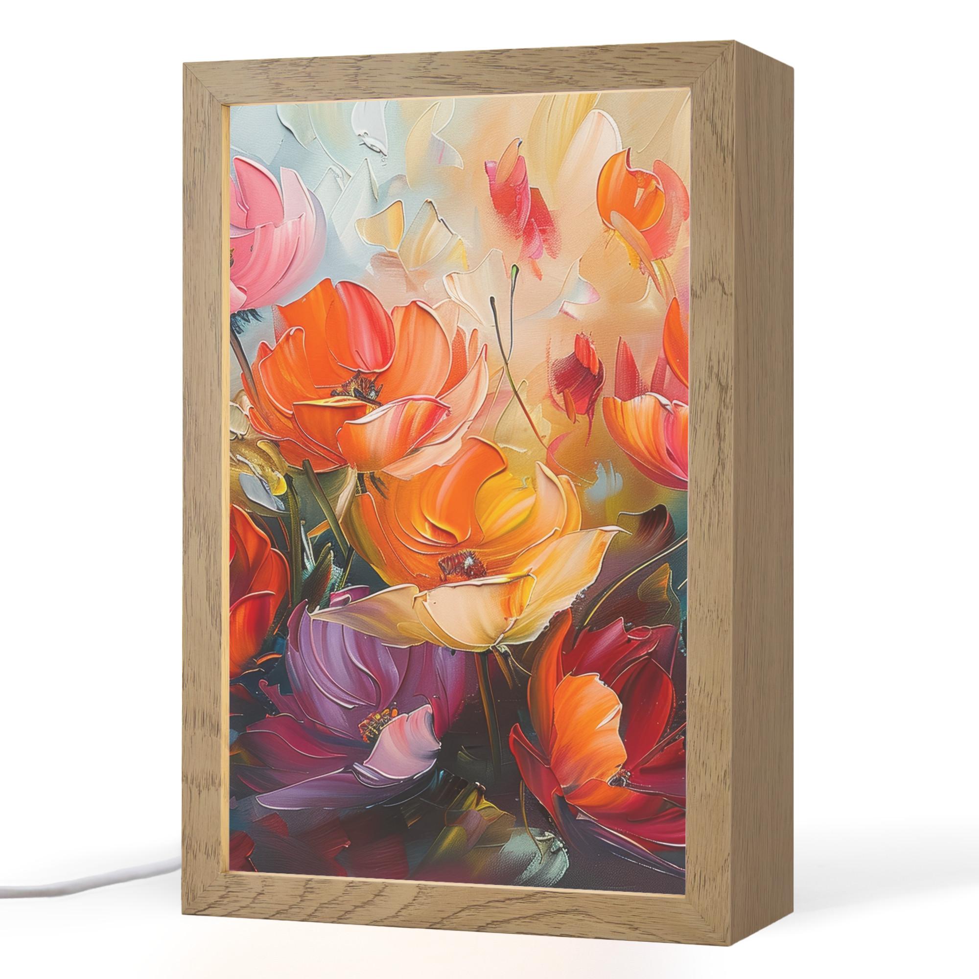 TISCHLEUCHTE Blumen - Bunt - Malerei - Abstrakt - Kunst 20x30 cm - Alufarben, Holzwerkstoff (8/20/30cm) - OnlyWow