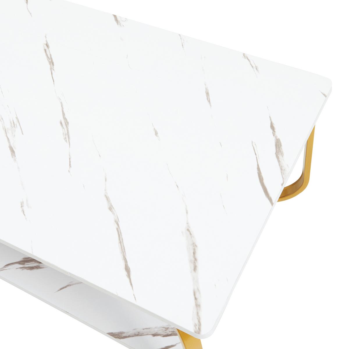 COUCHTISCH Kolta 120/60/43 cm - Goldfarben/Weiß, Holzwerkstoff/Metall (60/120/43cm) - [en.casa]