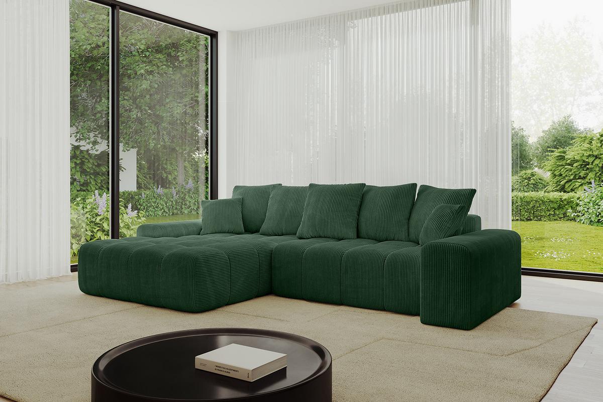 ECKSOFA Ottomane Links ENSI-L - 267x164x69 cm Grün - Grün, Holzwerkstoff/Kunststoff (267/164cm) - ALTDECOR