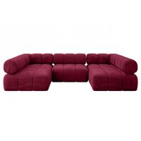 WOHNLANDSCHAFT modulares Sofa Garvo-U1 - 285x190x70 cm Bordeauxrot Velours - Bordeaux, Holzwerkstoff/Textil (285/70/190cm) - ALTDECOR