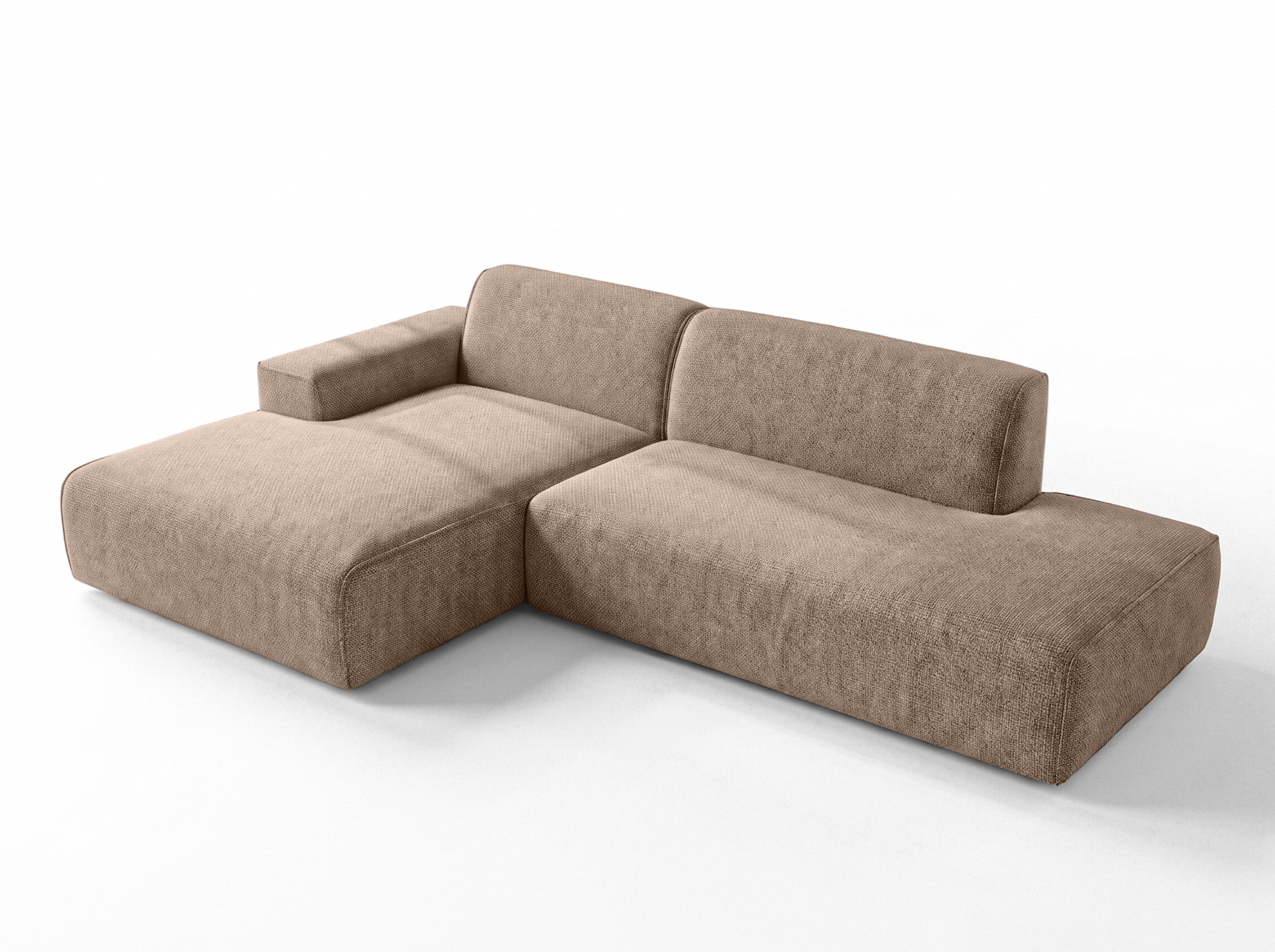 ECKSOFA L Form Didim Duo Warmbraun 288/162/80 cm – stilvolle kleine Eckcouch Links - Cognac/Schwarz, Kunststoff/Textil (288/162cm) - AX Living