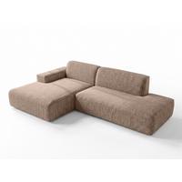 ECKSOFA L Form Didim Duo Warmbraun 288/162/80 cm – stilvolle kleine Eckcouch Links - Cognac/Schwarz, Kunststoff/Textil (288/162cm) - AX Living