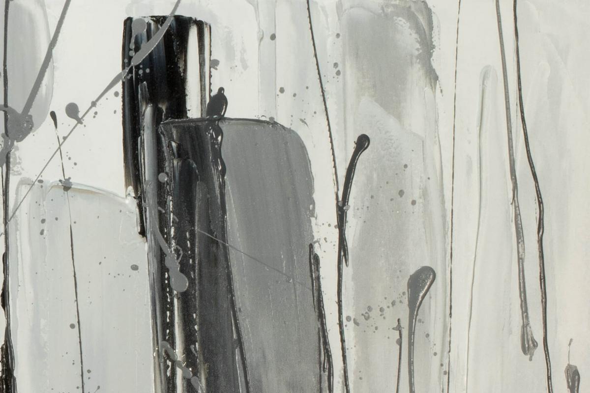 ACRYLBILD HANDGEMALT 150/50 cm - Schwarz/Grau, Holz/Textil (150/50cm) - KUNSTLOFT