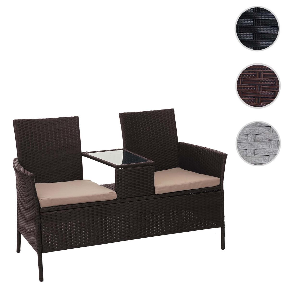 POLY-RATTAN SITZBANK Braun, Beige - Beige/Braun, Kunststoff (132/84/55cm) - MCW