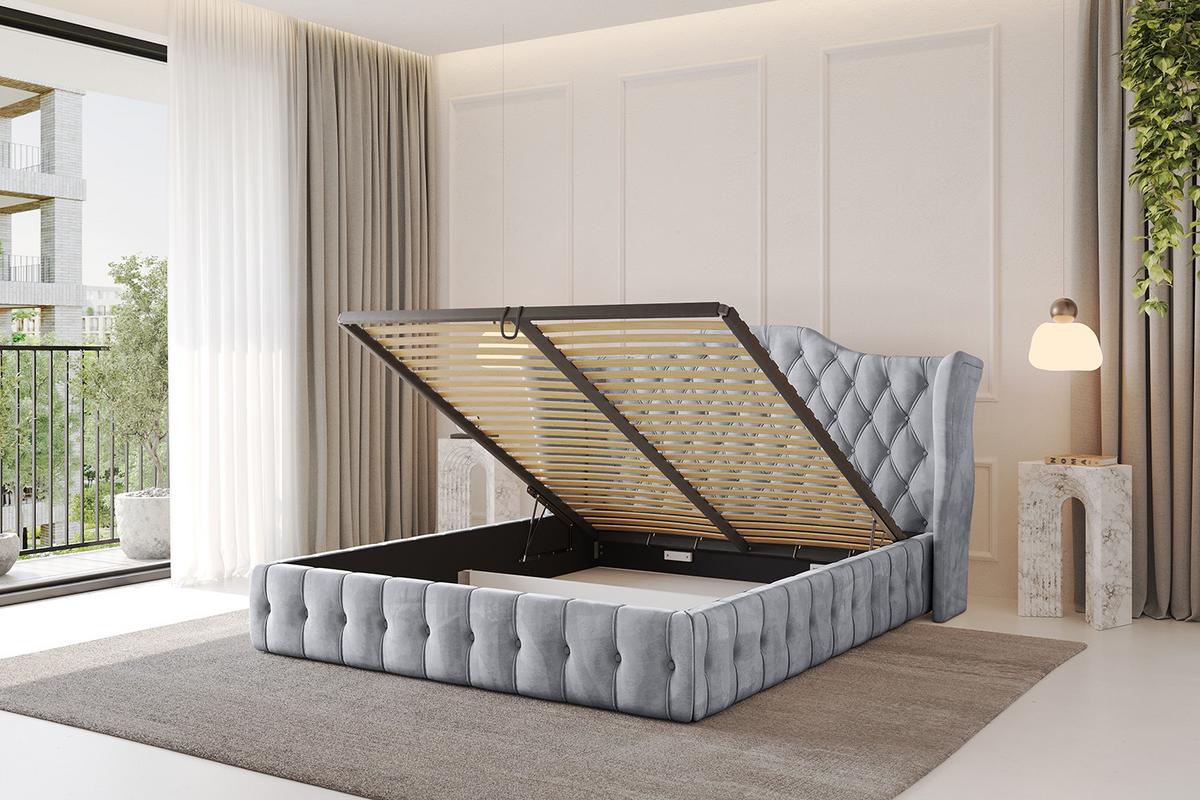 POLSTERBETT mit Bettkasten und Lattenrost, Boxbett ohne Matratze - MODY 120x200 Hellgrau - Hellgrau, Holzwerkstoff/Textil (120/200cm) - ALTDECOR
