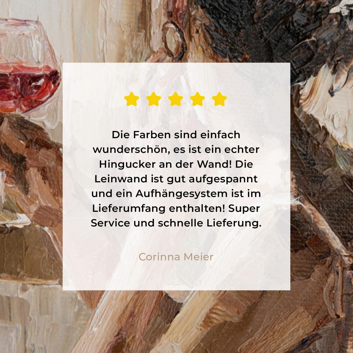 LEINWANDBILD Ölgemälde - Frau - Wein Wandbild 40x30 cm - Hellbraun, Textil (40/30cm) - MuchoWow