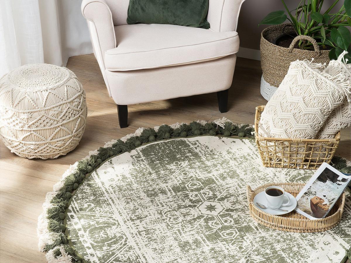 KURZFLOR-TEPPICH Kahta 120/120 cm - Grün, Textil (120/120cm) - Beliani