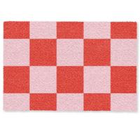 FUSSMATTE Schachbrettmuster - Rot - Rosa - Würfel Türmatte 60x40 cm - Rot, Kunststoff (60/0.4cm) - MuchoWow
