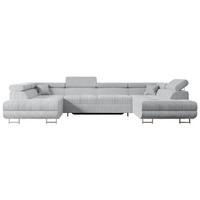 WOHNLANDSCHAFT mit Schlaffunktion und Bettkasten GUSA-U 342x202x107 cm Grau Cord - Silberfarben/Grau, Holzwerkstoff/Textil (342/107/202cm) - ALTDECOR