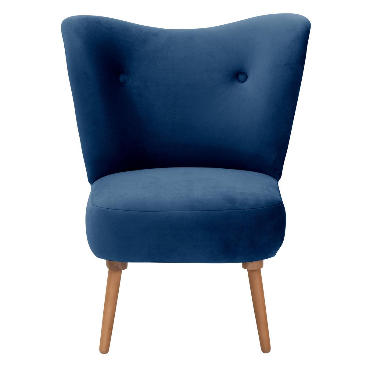 COCKTAILSESSEL Kayra Samtvelours dunkelblau - Dunkelblau, Kunststoff (72/90/74cm) - 58aufmkessel