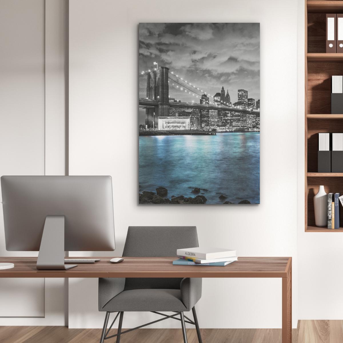 AKUSTIKBILD New York - Skyline - Stadt - Blau Wanddeko 70x100 cm - Blaugrau, Kunststoff (70/100/0.9cm) - MuchoWow