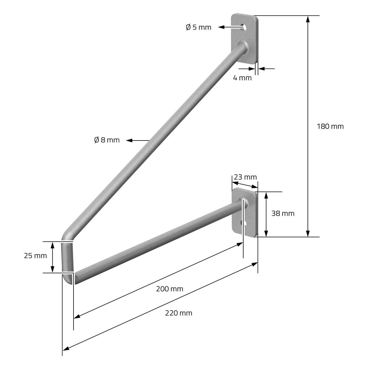 REGALHALTERUNG 2er Set 220mm Silber - Silberfarben, Metall (2.3/18/22cm) - ML-DESIGN