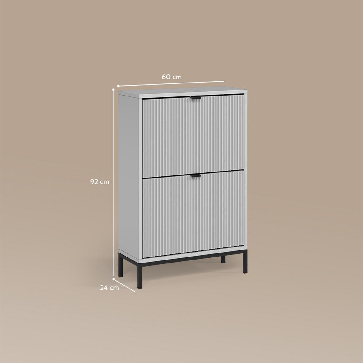 SCHUHKIPPER Aterno Grau 60 x 92 cm mit 2 Klappschubladen - Grau, Holzwerkstoff (60/92/24cm) - Livinity®