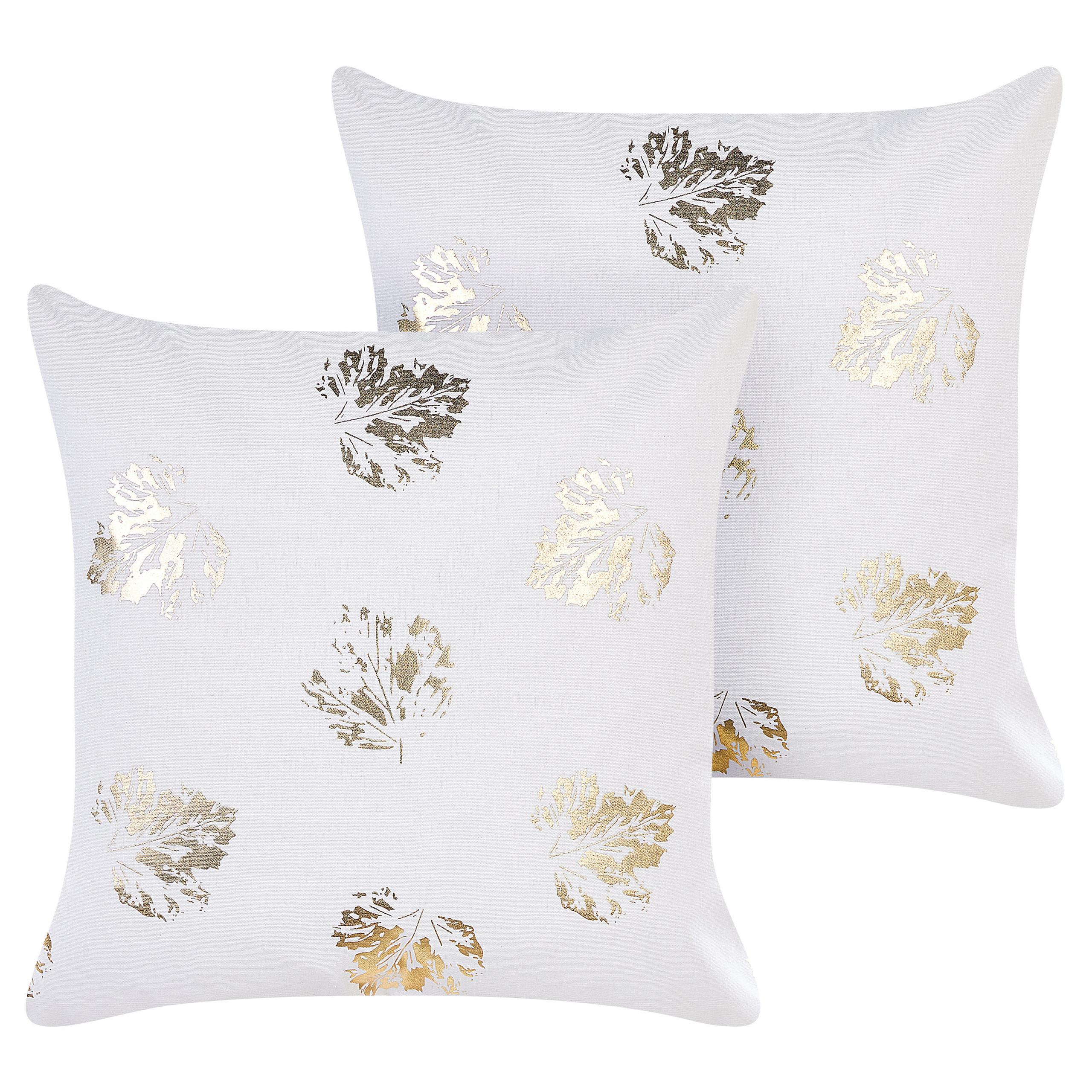 DEKOKISSEN 2er-Set Weiß 45/45 cm Goldenrod - Weiß, Textil (45/45cm) - Beliani