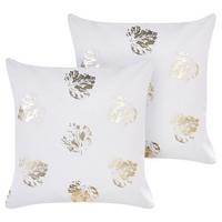 DEKOKISSEN 2er-Set Weiß 45/45 cm Goldenrod - Weiß, Textil (45/45cm) - Beliani