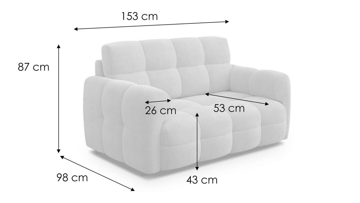 SOFA MELLOW 2-Sitzer, hellgrau - Hellgrau/Schwarz, Holz/Textil (153/87/98cm) - Wozimo