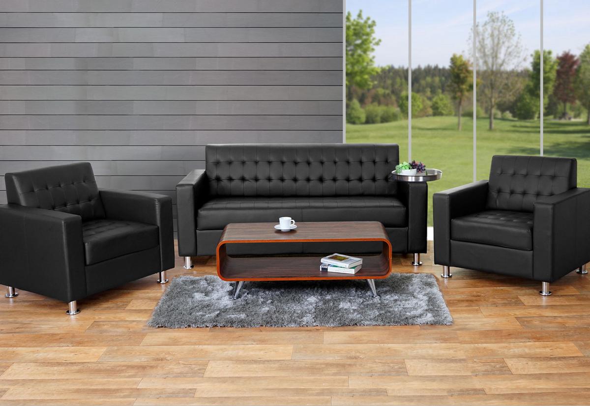 SOFAGARNITUR Schwarz - Schwarz, Textil (89/82/75cm) - MCW