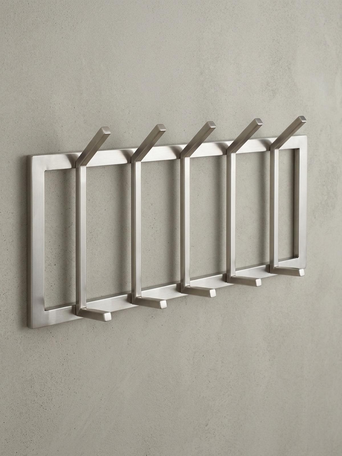 WANDGARDEROBE Metall Silber Modern mit 10 Haken - Silberfarben, Metall (65/30/10cm) - KADIMA DESIGN