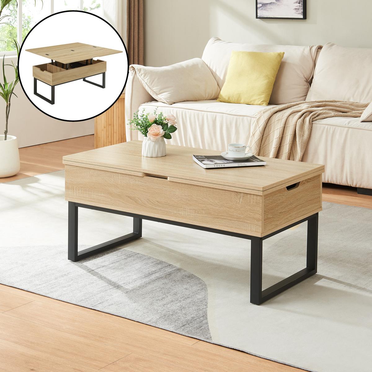 COUCHTISCH Rauli 100/50/47 cm - Eichefarben, Holzwerkstoff/Metall (50/100/47cm) - [en.casa]
