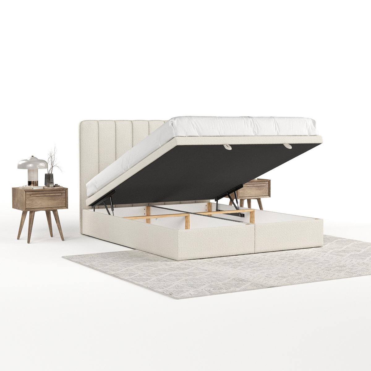 POLSTERBETT Vienna mit Stauraum 180/200 cm Hellbeige im Alta Stoff - Sandfarben/Schwarz, Holz/Holzwerkstoff (180/200cm) - AltaBeds