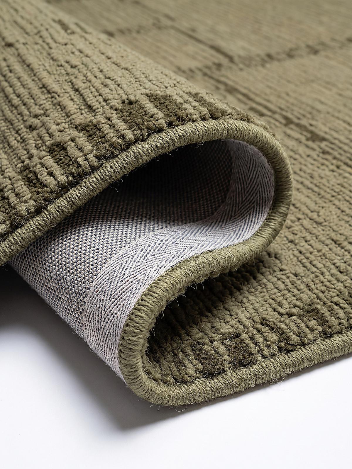 WOLLTEPPICH handgetuftet GANNEL, Blockdesign, Salbeigrün, 140 x 200 cm - Grün, Textil (140/200cm) - KADIMA DESIGN