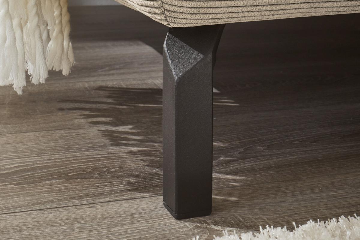 ECKSOFA MIT MOTORISCHEM SITZVORZUG DELIA Beige Cord Relaxfunktion - Beige/Schwarz, Textil/Metall (276/219cm) - KAWOLA