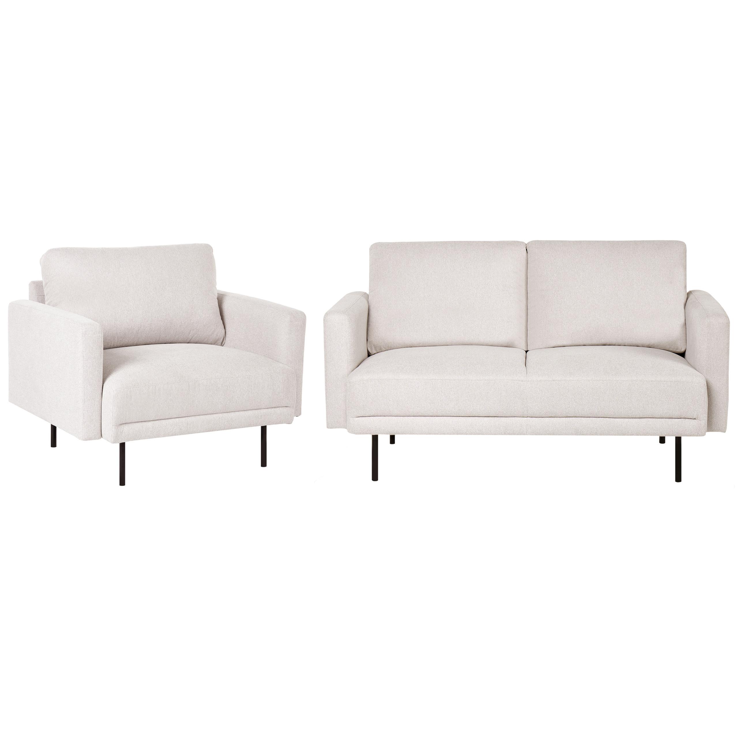 SOFA-SET 2-Sitzer Stoff Hellbeige Breda - Beige/Schwarz, Textil (250/85/85cm) - Beliani