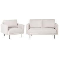 SOFA-SET 2-Sitzer Stoff Hellbeige Breda - Beige/Schwarz, Textil (250/85/85cm) - Beliani