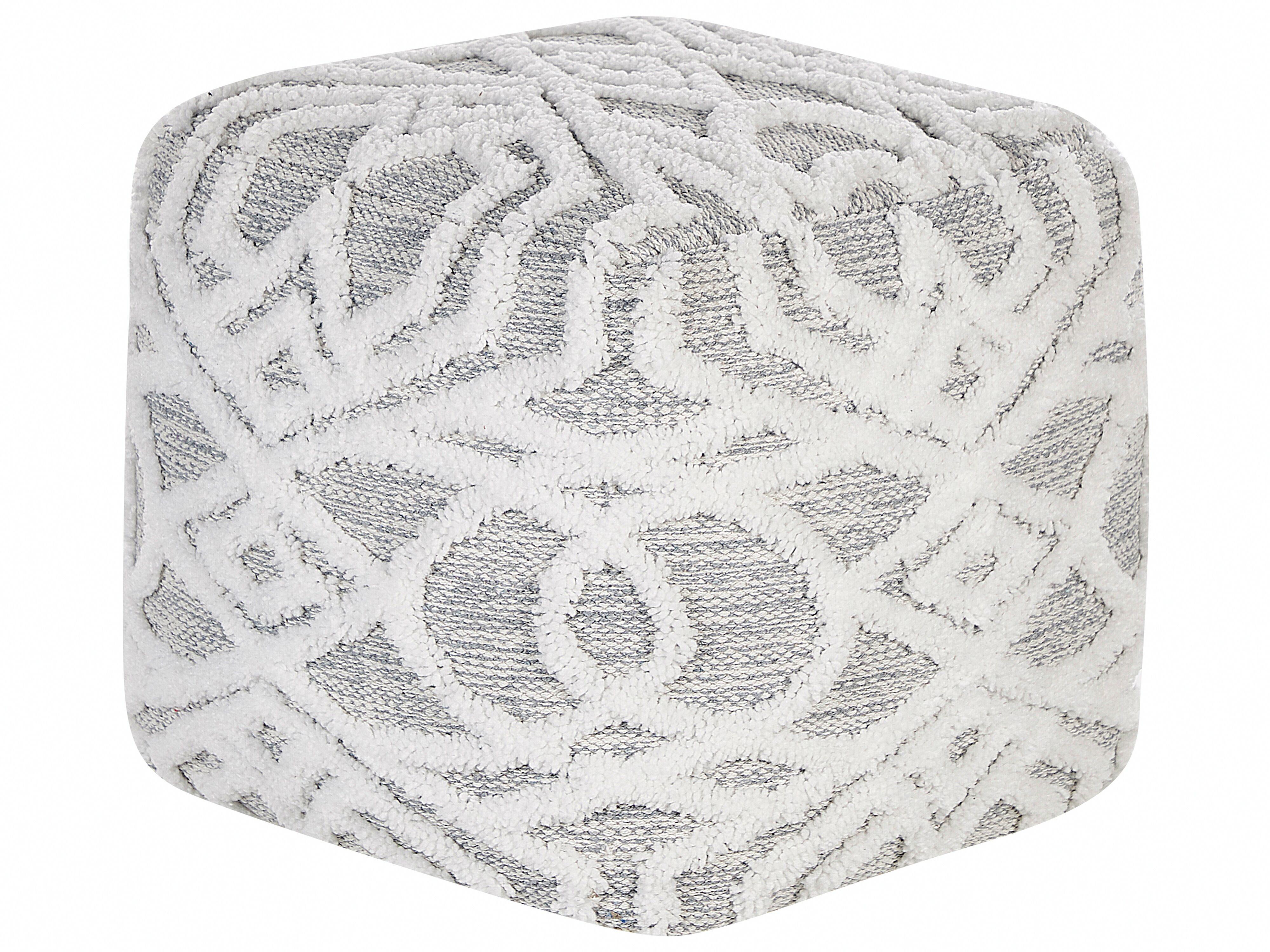POUF Bhilwara 40/40/40 cm - Weiß, Naturmaterialien/Textil (40/40/40cm) - Beliani