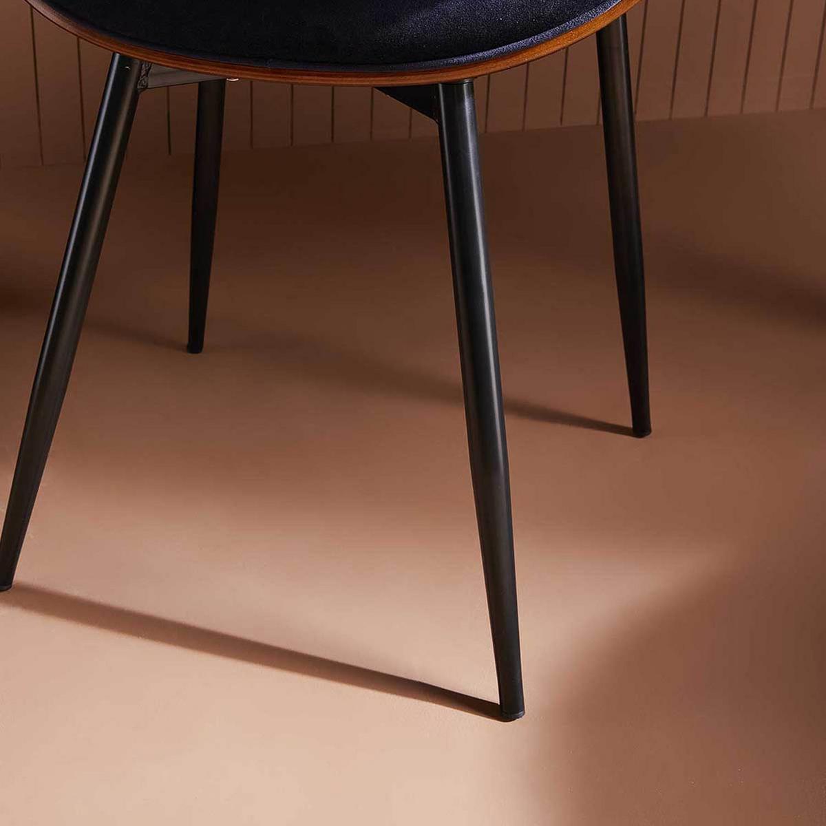 STUHL in Nussbaumoptik mit Sitzfläche aus Velours - Mannix - Blau, Holz (51/61/63.5cm) - Signature