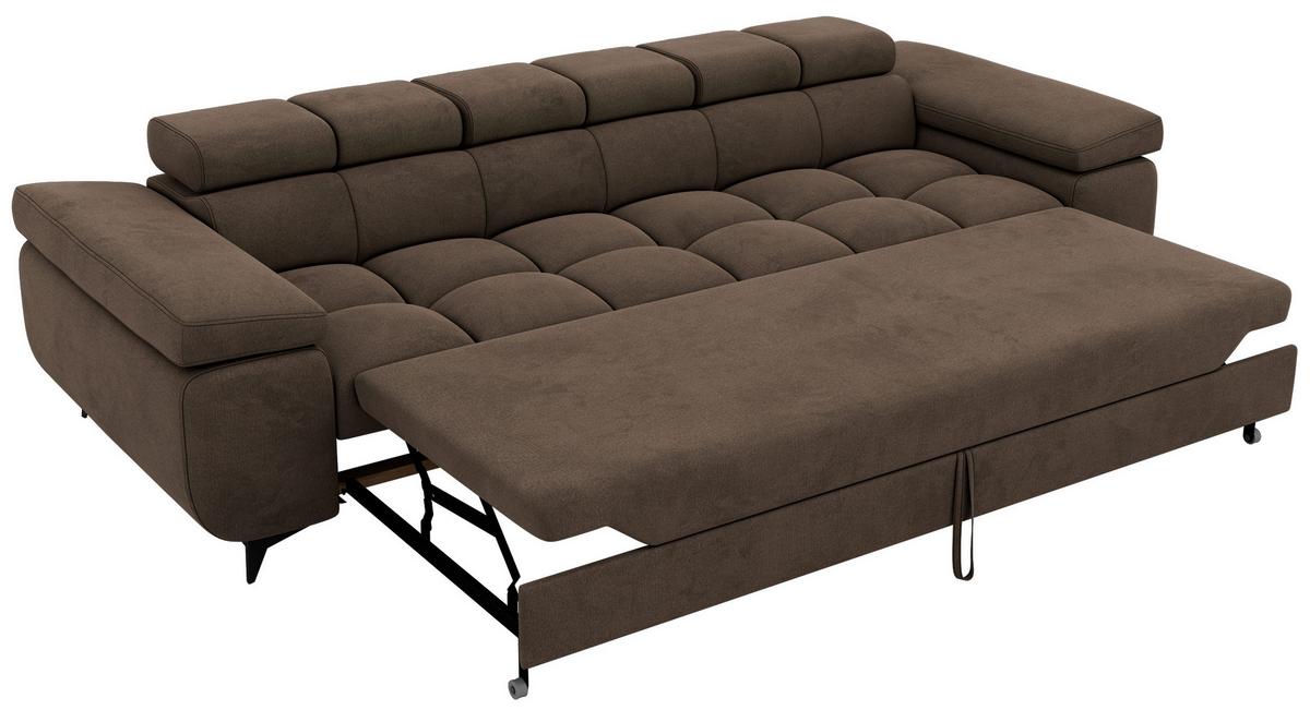 3-SITZER SOFA NIDELLO - Braun Velvet - Schwarz/Braun, Textil/Metall (260/70/97cm) - MKS