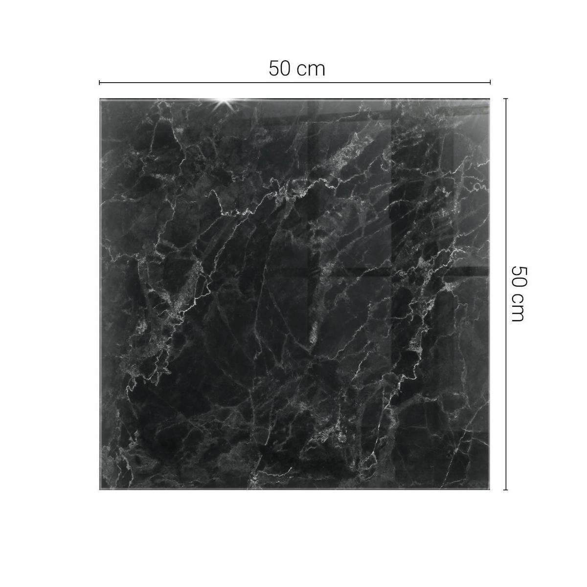 TISCHPLATTE 50x50 cm Marmormuster mit Adern - Schwarz, Glas (0.4/50/50cm) - TULUP