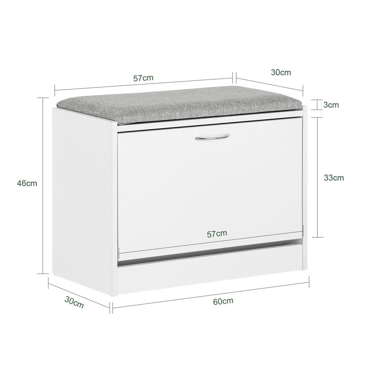 SCHUHBANK Grau - Hellgrau, Holzwerkstoff (60/47/30cm) - SoBuy