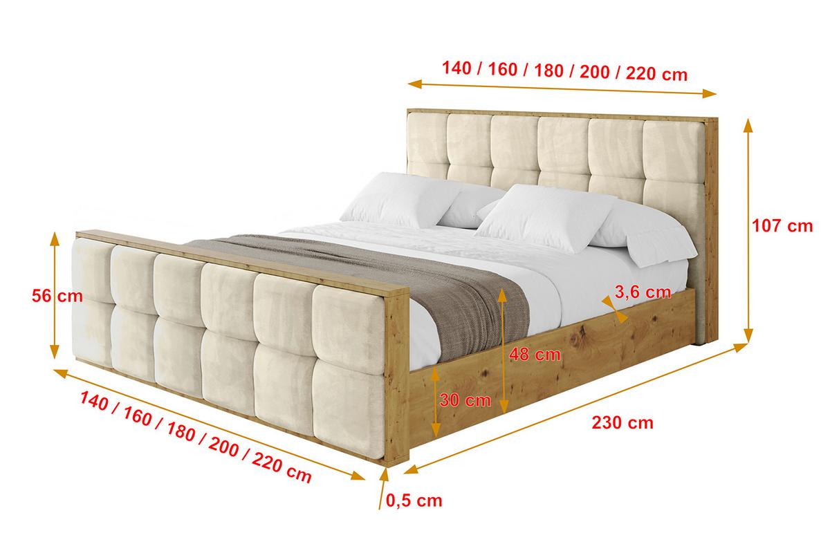 POLSTERBETT mit Bettkasten, Fußteil und Lattenrost, Boxbett ohne Matratze - ENZO7-Z 180x200 - Beige, Holzwerkstoff/Textil (180/200cm) - ALTDECOR