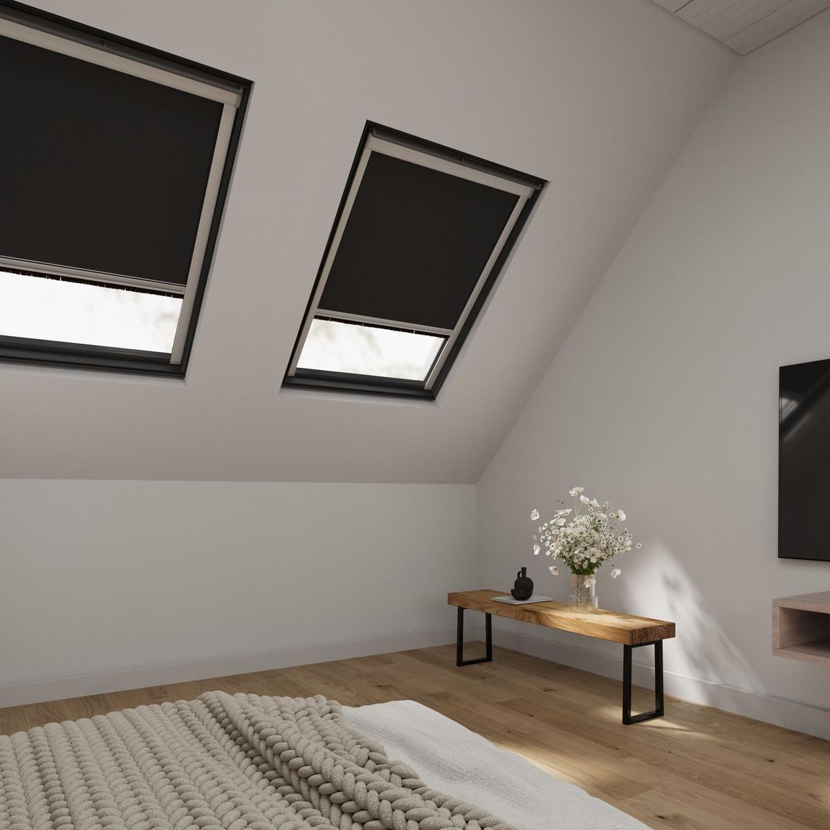 DACHFENSTERROLLO Cocoon Größe: U08 - Schwarz, Textil (117/116/116cm) - Cocoon Home Concepts