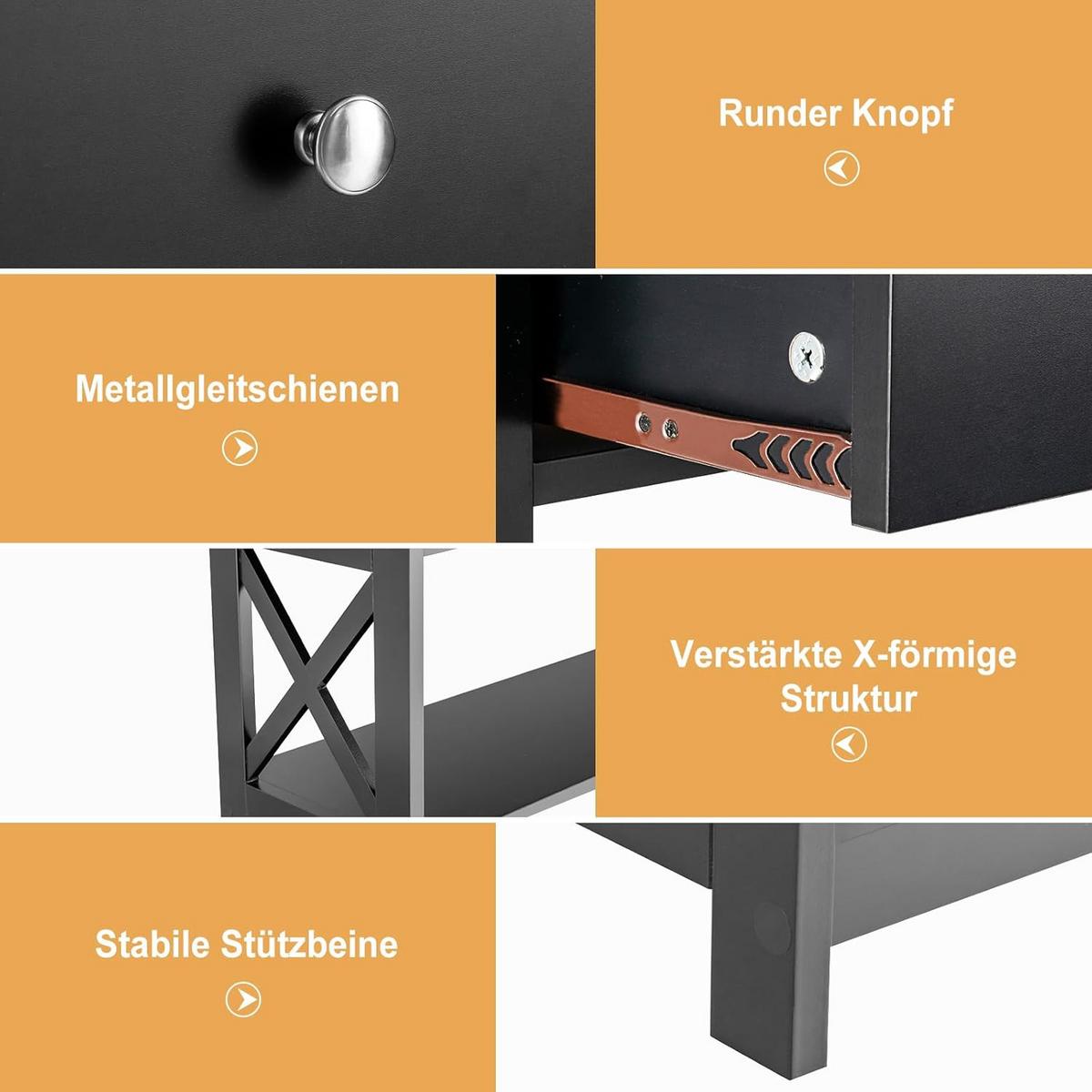KONSOLENTISCH 80cm Schwarz - Schwarz, Holz (30/100/80cm) - COSTWAY