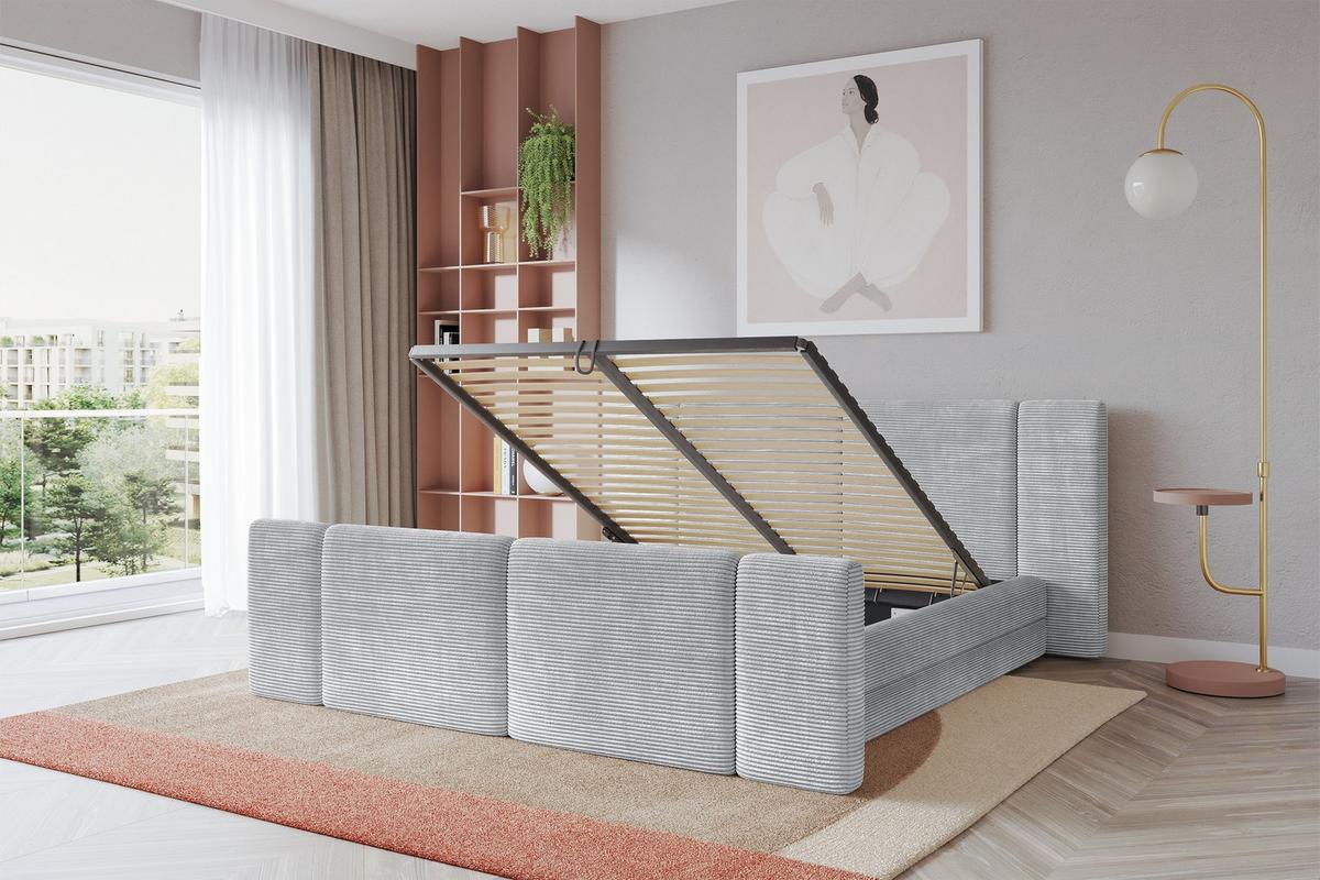 POLSTERBETT mit Bettkasten, Fußteil und Lattenrost, Bett mit Matratze H3/H4 - TEVO-Z 140x200 Grau - Anthrazit, Holzwerkstoff/Textil (140/200cm) - ALTDECOR