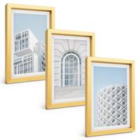 BILDER SET 3er Set - 20x30 cm Goldrahmen - Moderne Architekturgeometrie - Goldfarben, Kunststoff (20/30cm) - TULUP