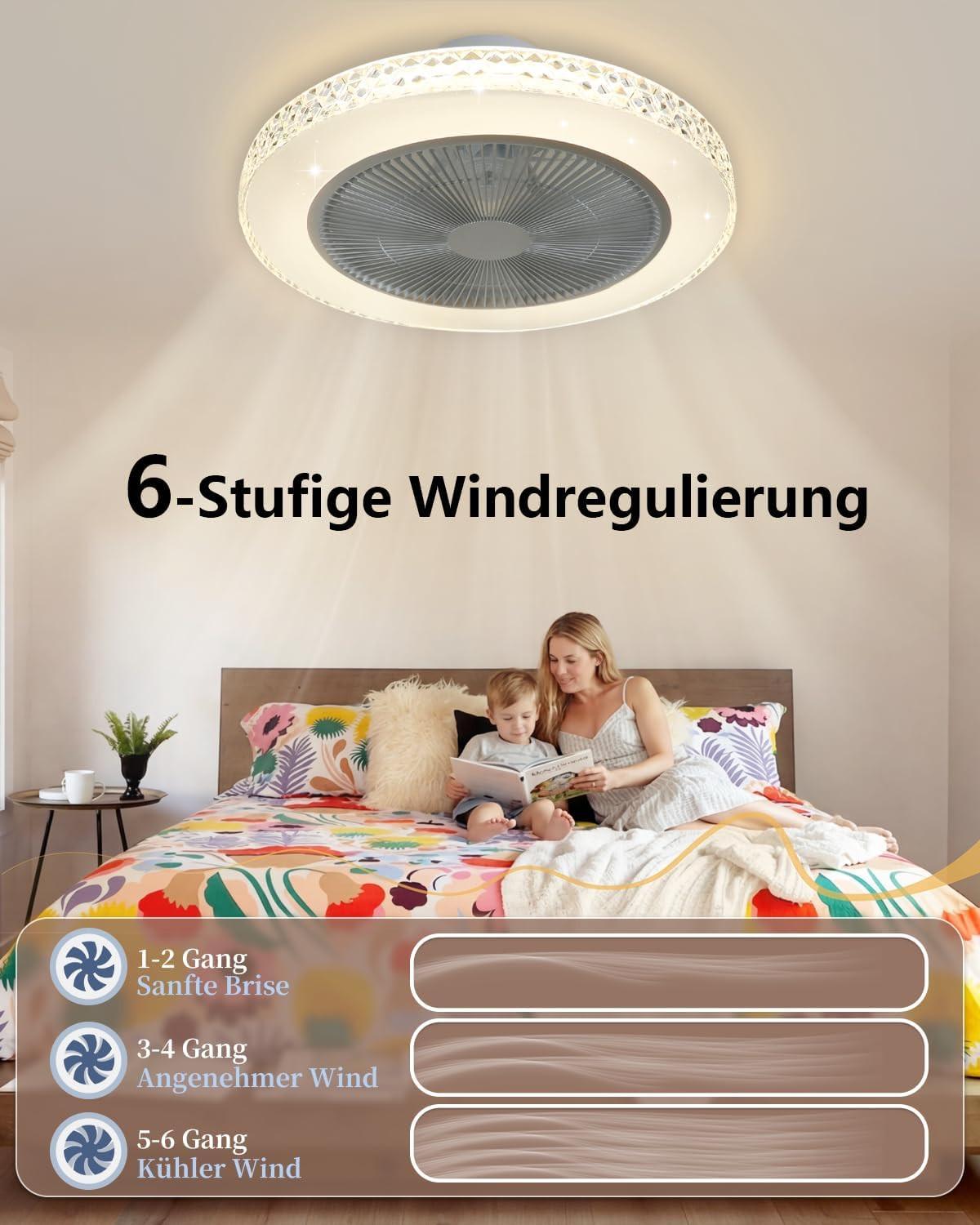 DECKENVENTILATOR mit Beleuchtung Vornis 49/49/20.5 cm - Weiß, Metall (49/49/20.5cm) - ZMH