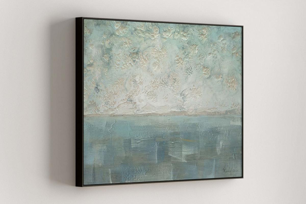 ÖLGEMÄLDE 100/75 cm - Petrol/Weiß, Holz/Textil (100/75cm) - KUNSTLOFT