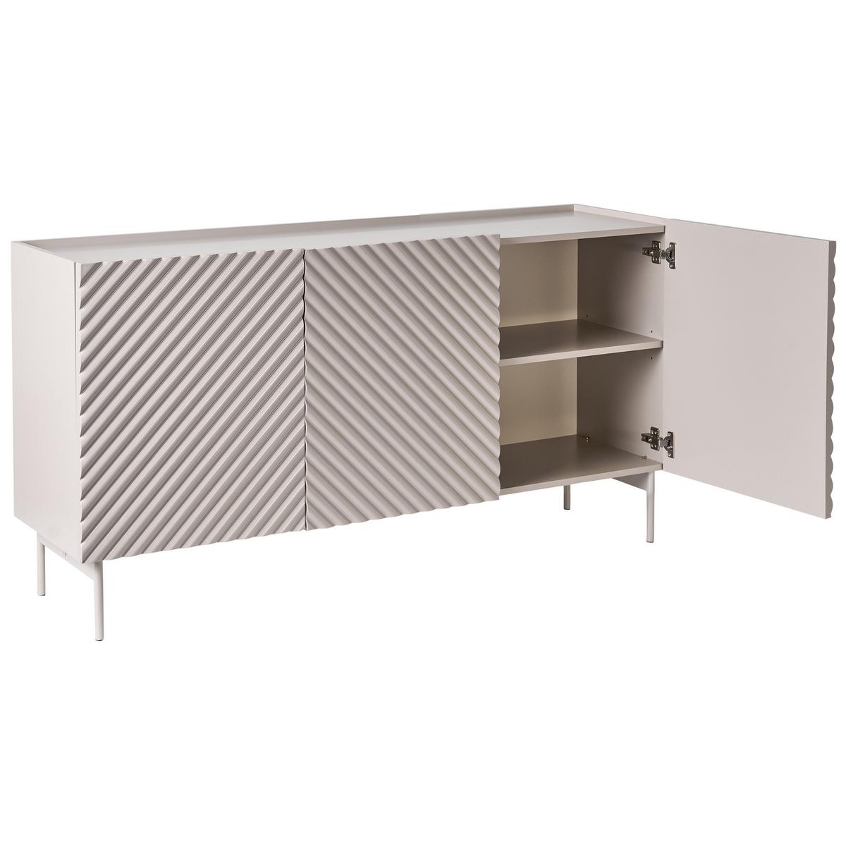 SIDEBOARD mit 3 Türen Hellbeige Yaraka - Beige, Holzwerkstoff (150/77/40cm) - Beliani