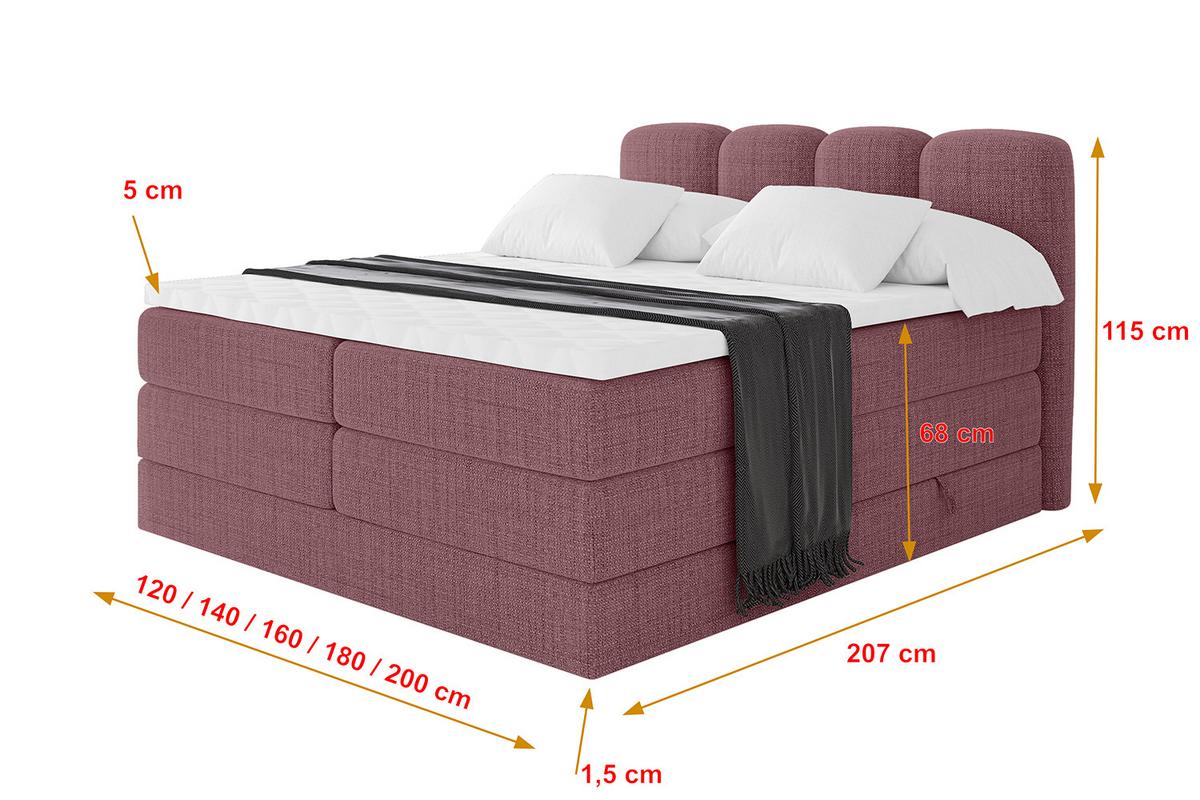 BOXBETT mit Matratze H3|H4 - NINA KING - 180x200 cm - Altrosa - Pink, Holzwerkstoff (180/200cm) - ALTDECOR