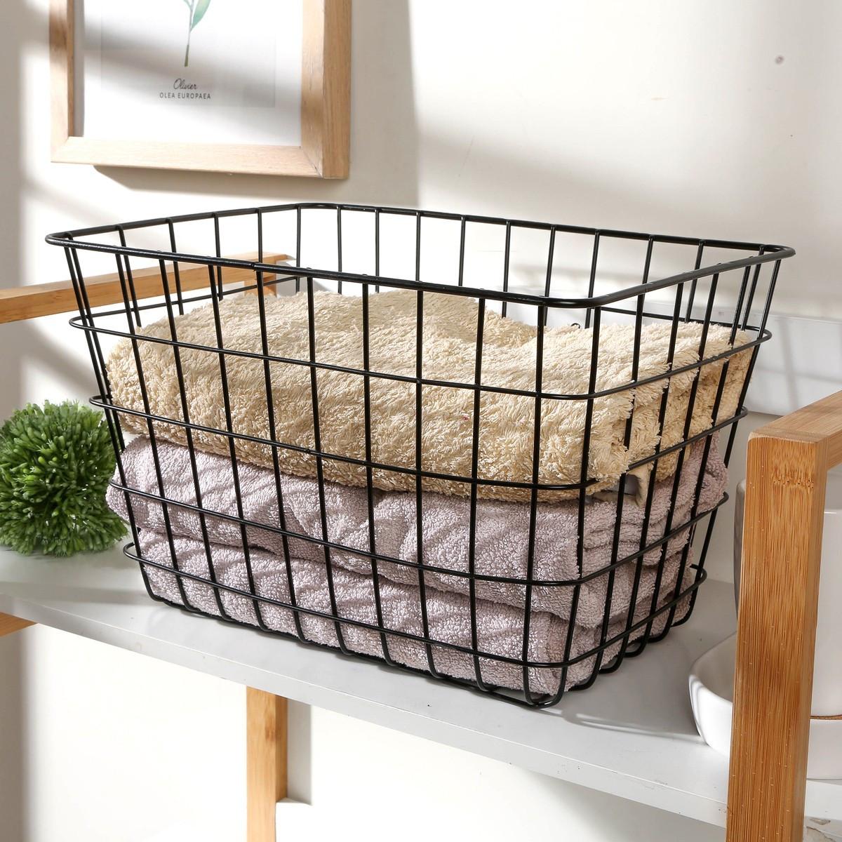 DRAHTKORB Schwarz Mittlere Größe – H23 cm - Schwarz, Metall (35/28/28cm) - Calicosy