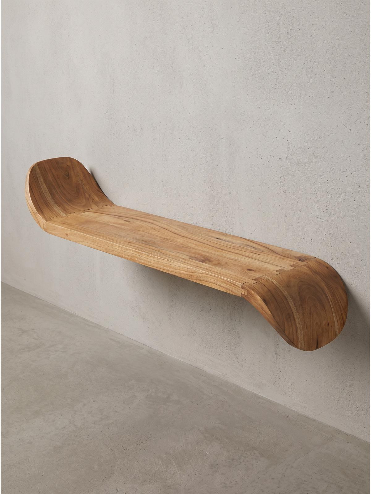 WANDREGAL ARBOGA, Mango Massivholz, handgefertigt, 100 x 20 x 36 cm - Braun, Holz (100/36/20cm) - KADIMA DESIGN
