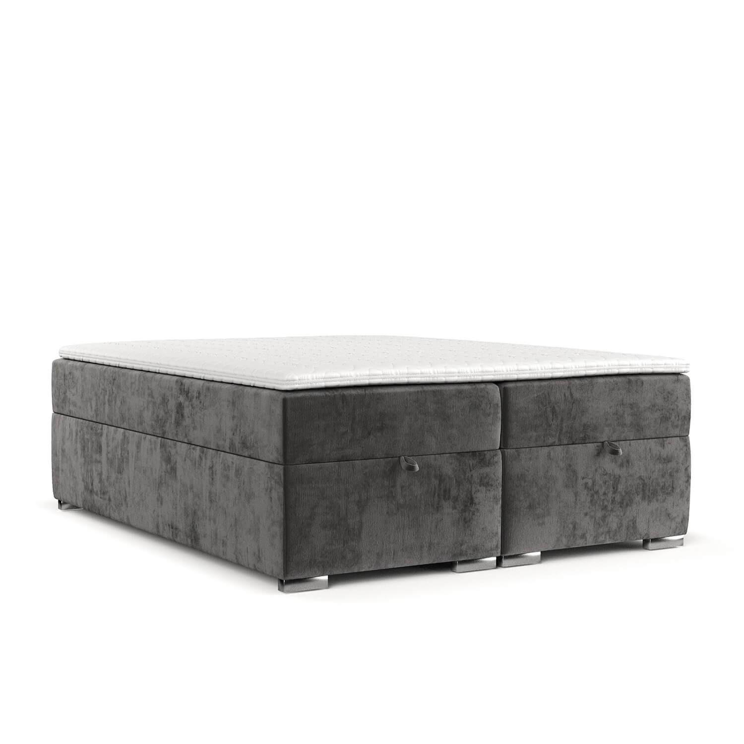 BOXBETT Reto 180/200 cm Stahl im Lotta Stoff - Chromfarben/Graphitfarben, Holz/Holzwerkstoff (180/200cm) - AltaBeds