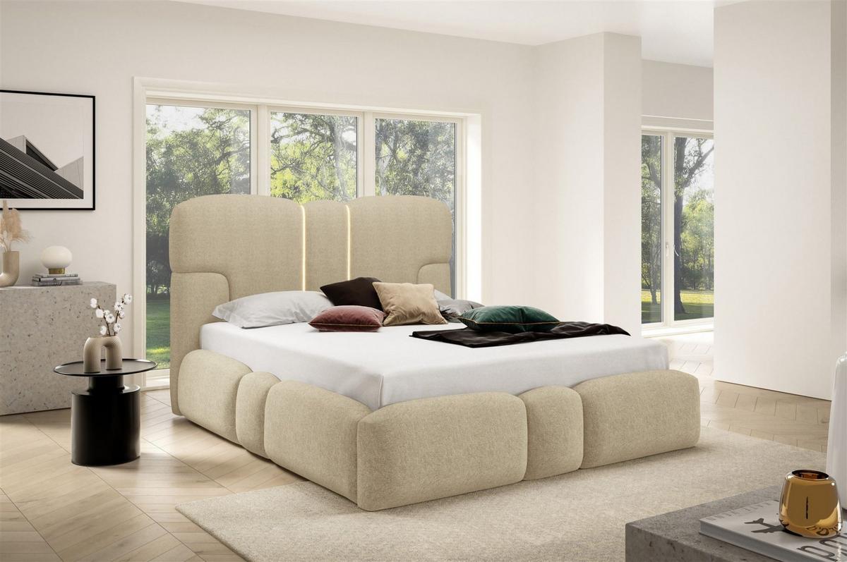 POLSTERBETT Jordan - Beige, Holzwerkstoff/Textil (140/200cm) - Fun Möbel