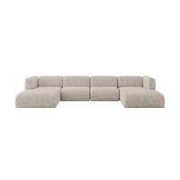 WOHNLANDSCHAFT MIRA-U2 408x179x70 Beige Velours - Beige/Schwarz, Holzwerkstoff/Kunststoff (408/70/179cm) - ALTDECOR