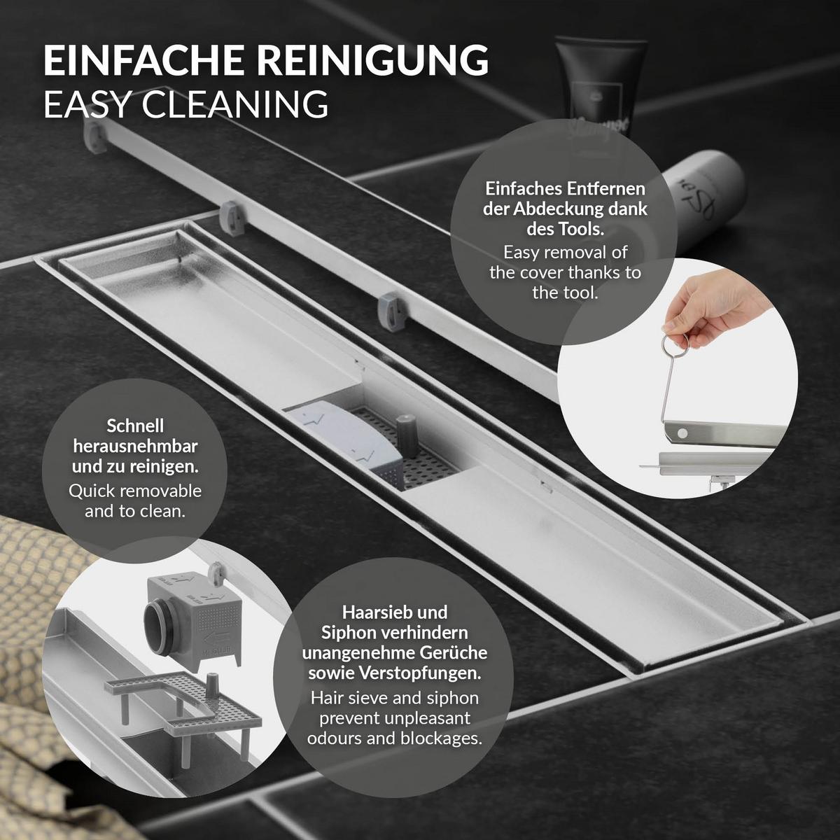 DUSCHRINNE 50cm - Silberfarben, Metall (13.9/7.8/54cm) - LuxeBath