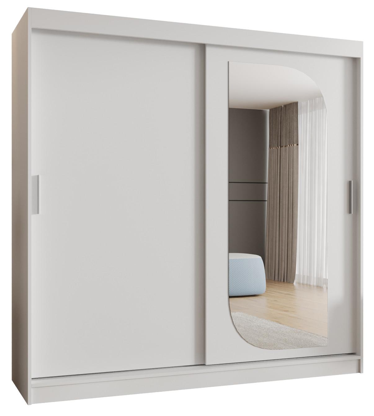 SCHIEBETÜRENSCHRANK mit Spiegel LUCY 200/200/62 2-türig - Silberfarben/Weiß, Holz (200/200/62cm) - MÖBEL KRYSPOL