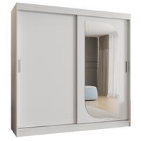 SCHIEBETÜRENSCHRANK mit Spiegel LUCY 200/200/62 2-türig - Silberfarben/Weiß, Holz (200/200/62cm) - MÖBEL KRYSPOL